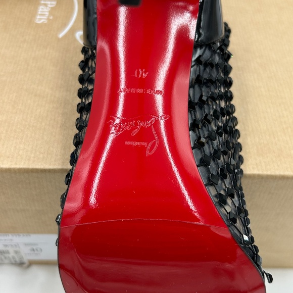 Women’s Christian Louboutin, Kate Max 100 crystal embellished mesh/patent 40 - Picture 12 of 13